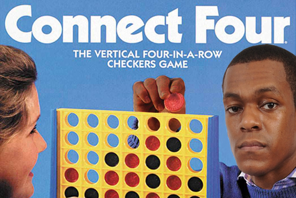 People enthusiastically playing Connect Four